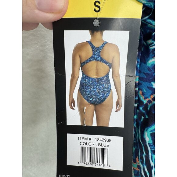 TYR 1-Piece Swimsuit Womens Blue Racerback Removable Cups Control Fit NWT Size S - Picture 4 of 8